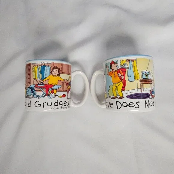 Potpourri Press 1 Corinthians 13:4-5 Love Does Not Hold Grudges Vintage Mug Set - Picture 6 of 16